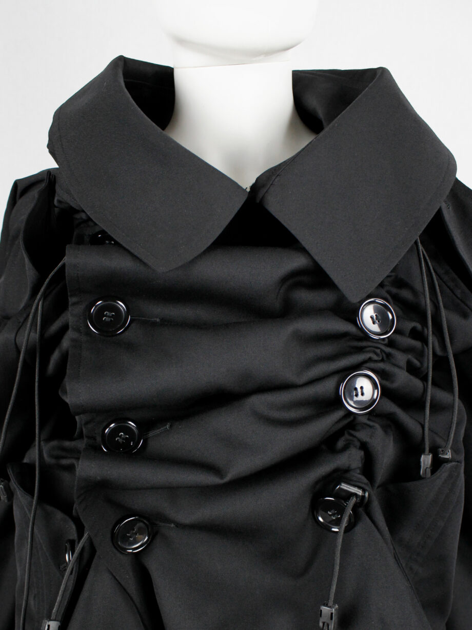 Junya Watanabe black scrunched drawstring jacket with oversized collar fall 2005 (14)