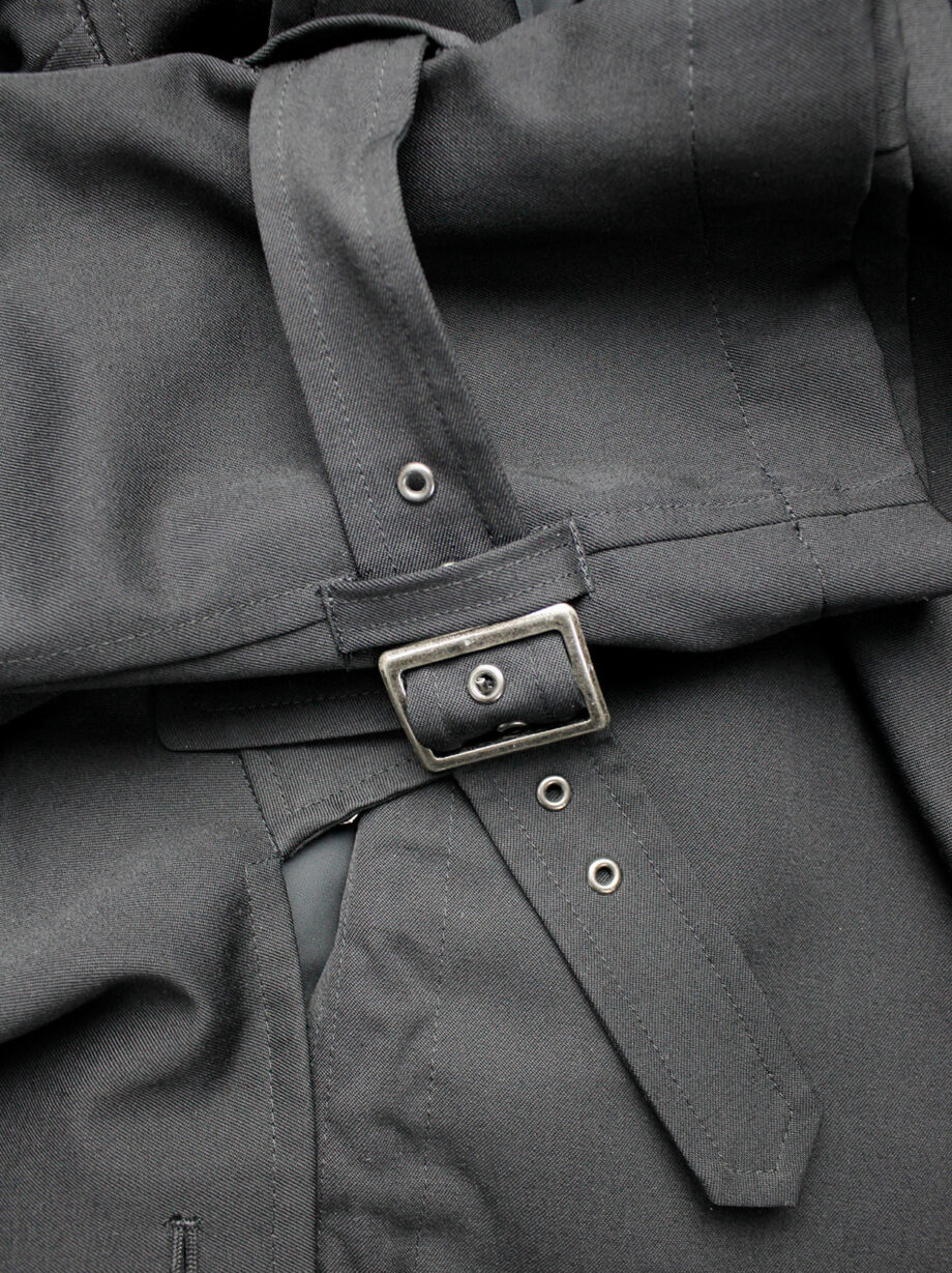 Junya Watanabe black scrunched drawstring jacket with oversized collar fall 2005 (3)