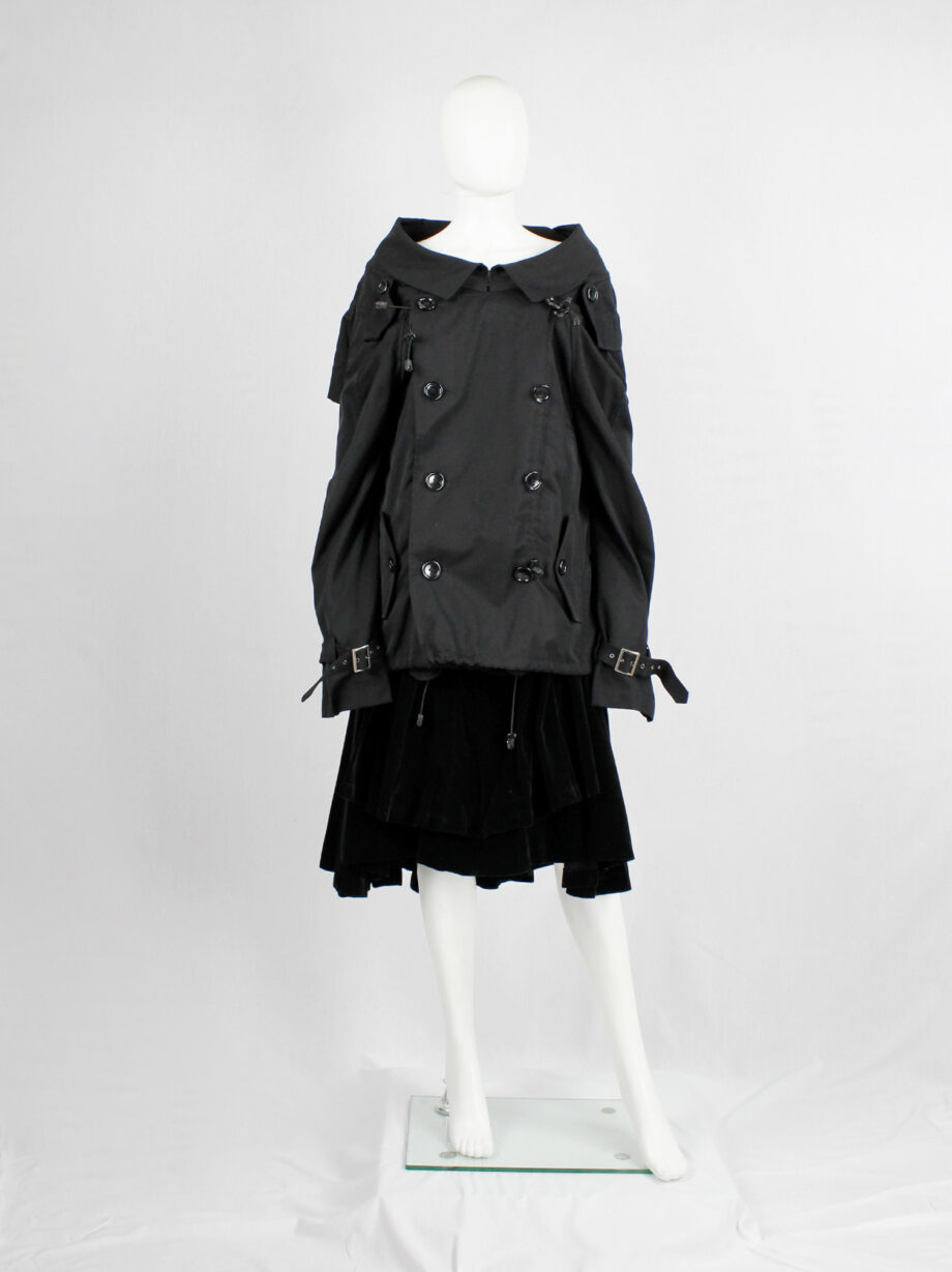 Junya Watanabe black scrunched drawstring jacket with oversized collar fall 2005 (7)