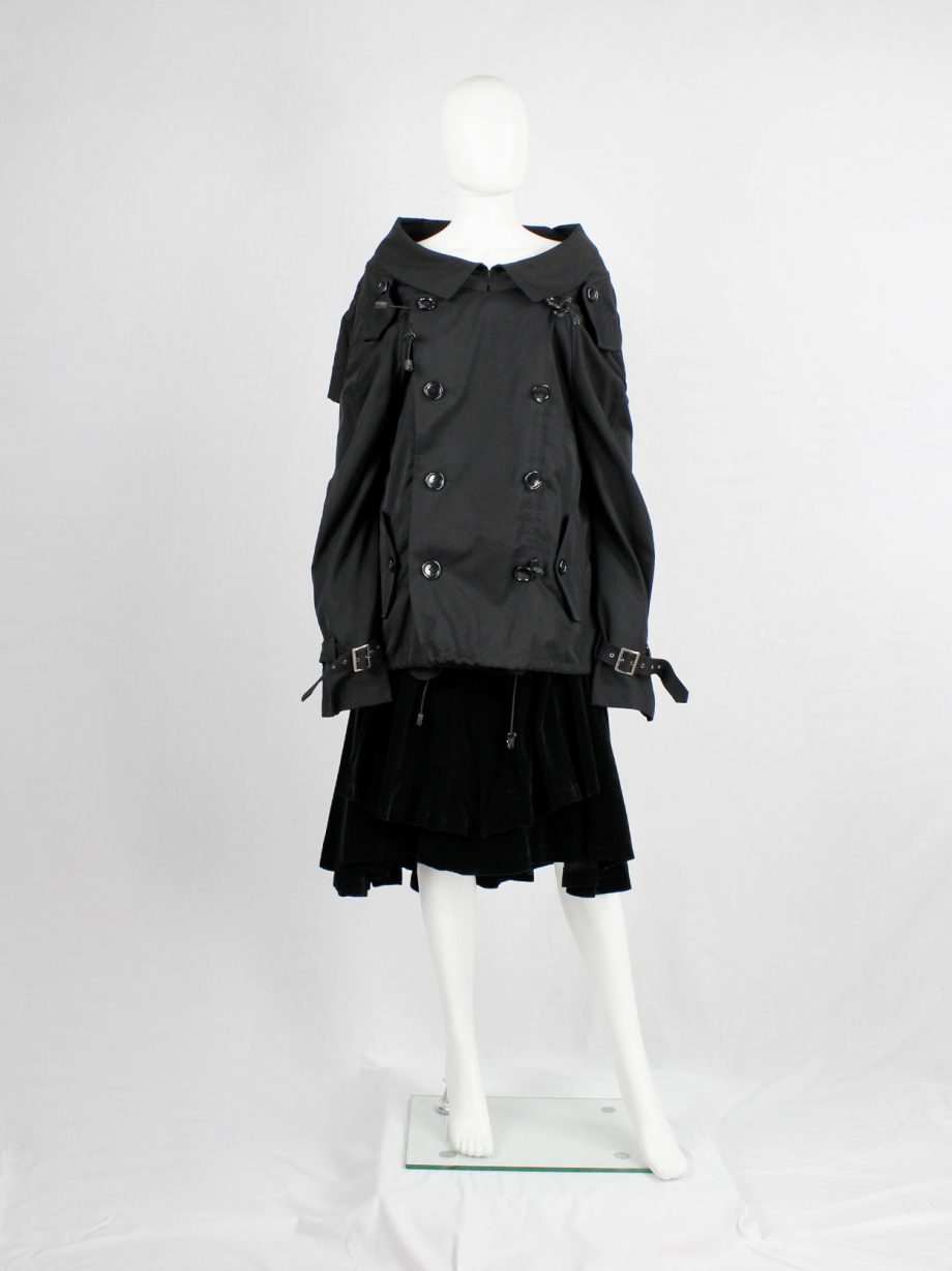 Junya Watanabe black scrunched drawstring jacket with oversized