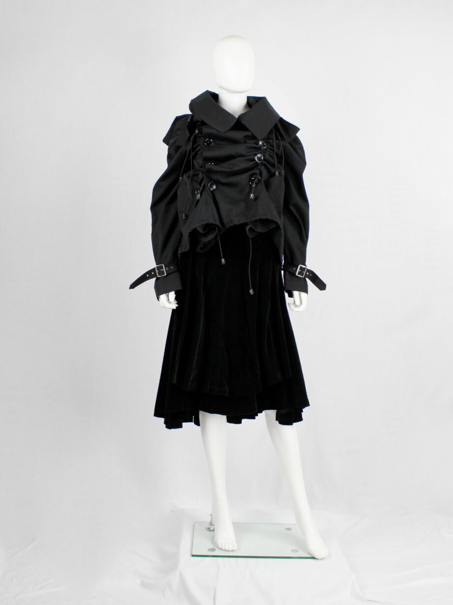 Junya Watanabe black scrunched drawstring jacket with oversized collar fall 2005 (8)