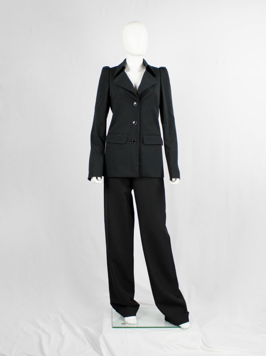 Lieve Van Gorp black tailored blazer with high collar and puffy shoulders fall 1999 (7)