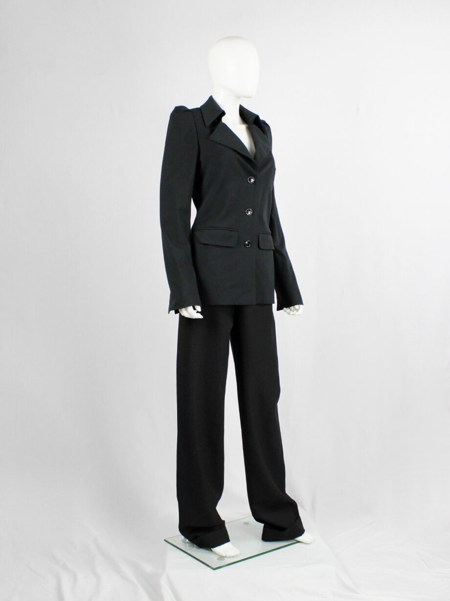 Lieve Van Gorp black tailored blazer with high collar and puffy shoulders fall 1999 (8)