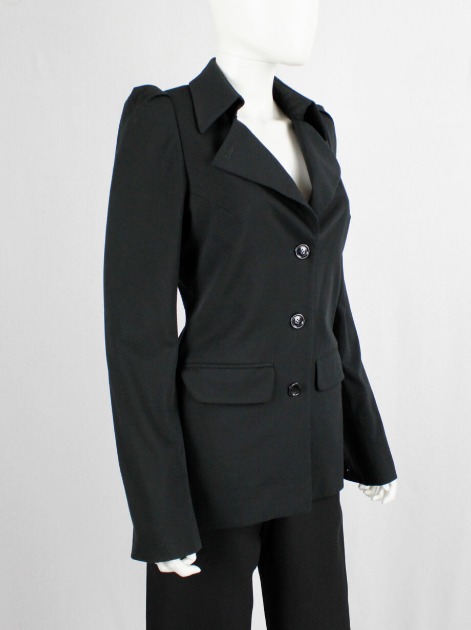 Lieve Van Gorp black tailored blazer with high collar and puffy shoulders fall 1999 (9)