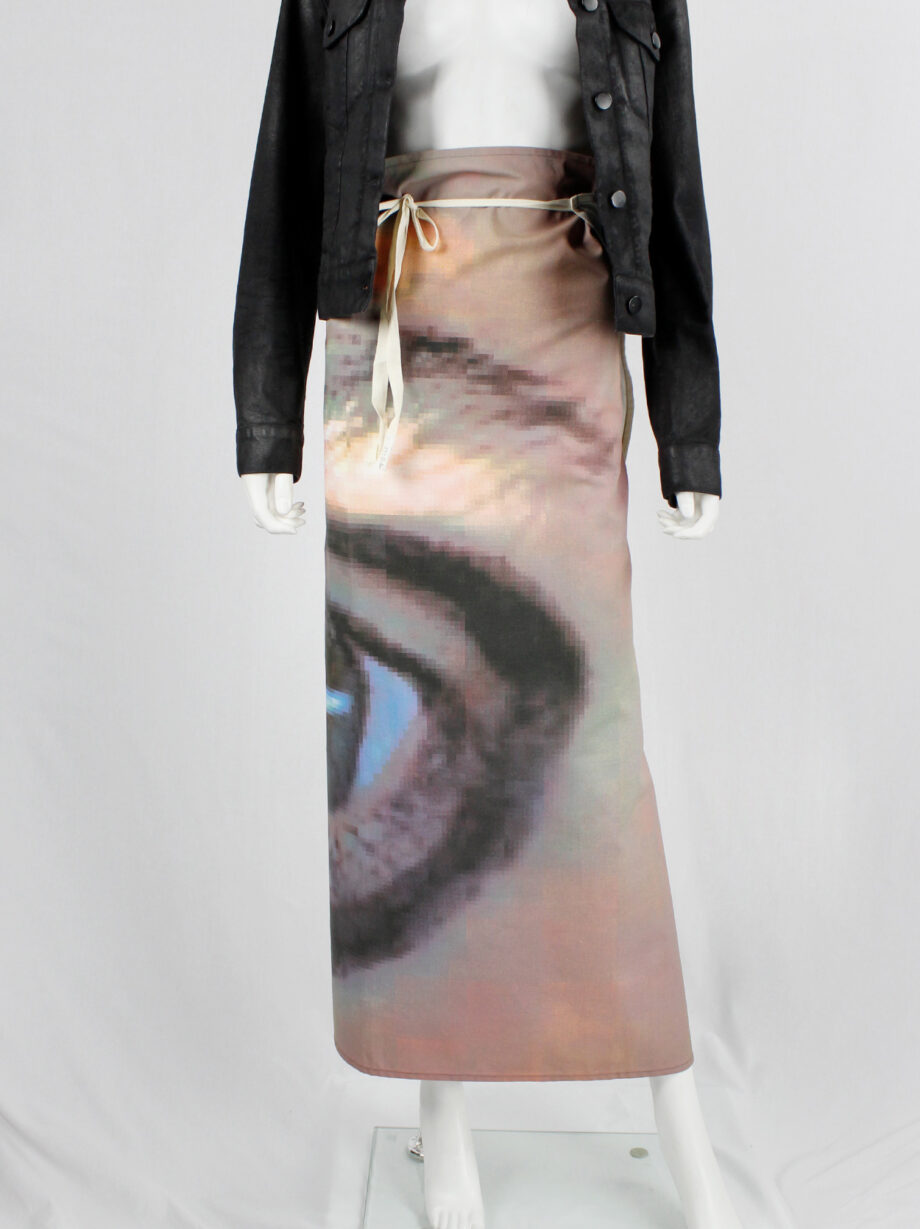 Maison Martin Margiela 6 maxi wrap skirt with a pixelated print of an eye 2003 (3)