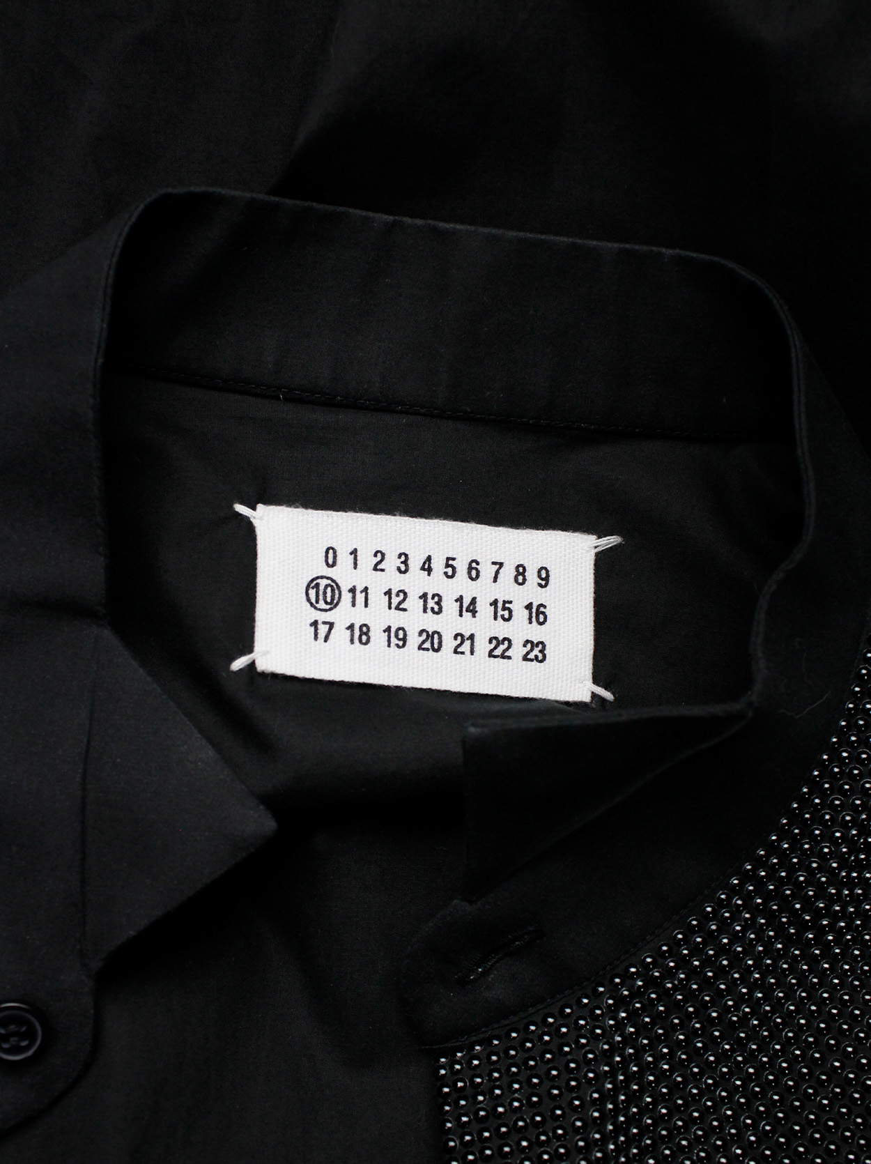 Maison Martin Margiela black victorian shirt with beaded bib — spring ...