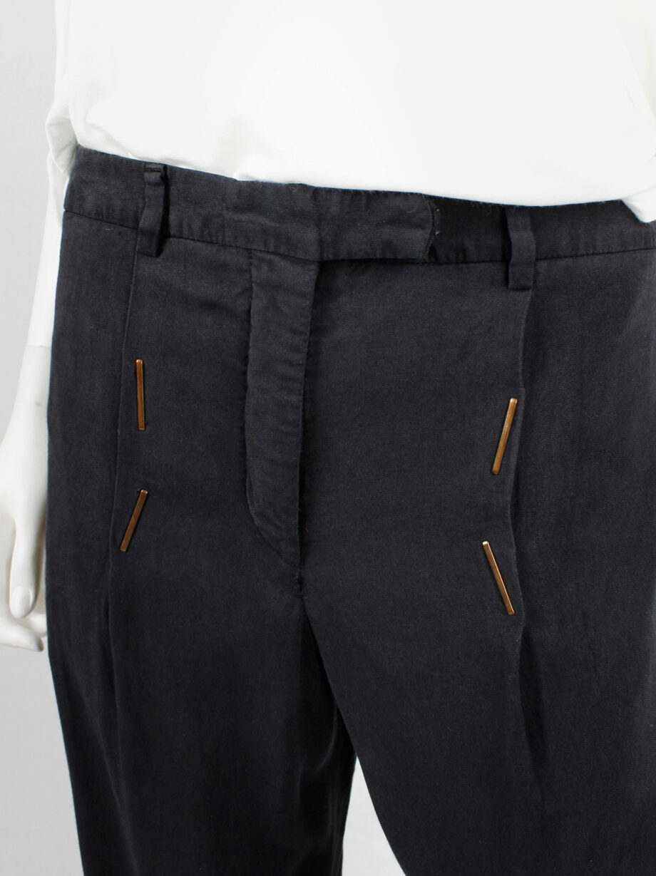 Maison Martin Margiela dark blue loose trousers with bronze staples spring 2007 (11)