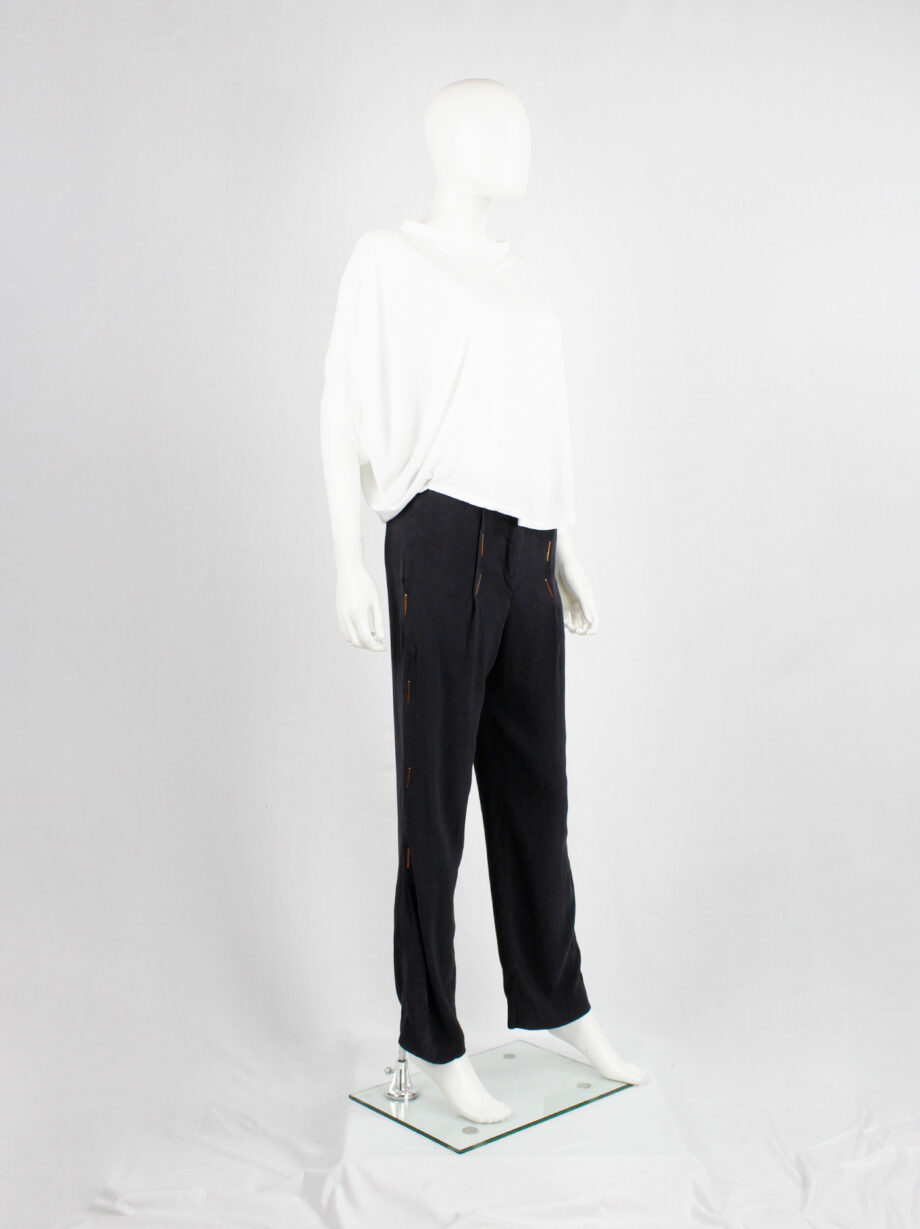Maison Martin Margiela dark blue loose trousers with bronze staples spring 2007 (14)