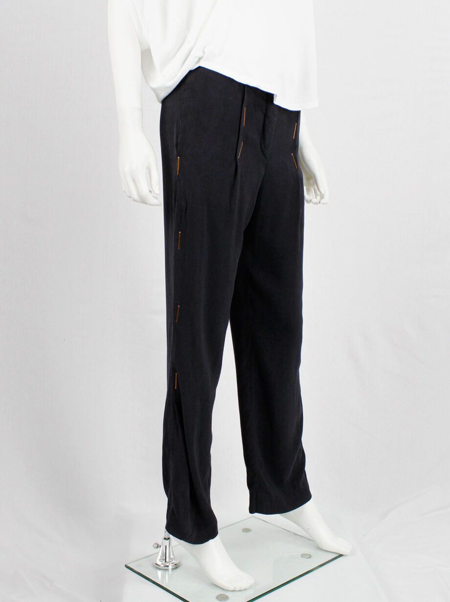Maison Martin Margiela dark blue loose trousers with bronze staples spring 2007 (15)