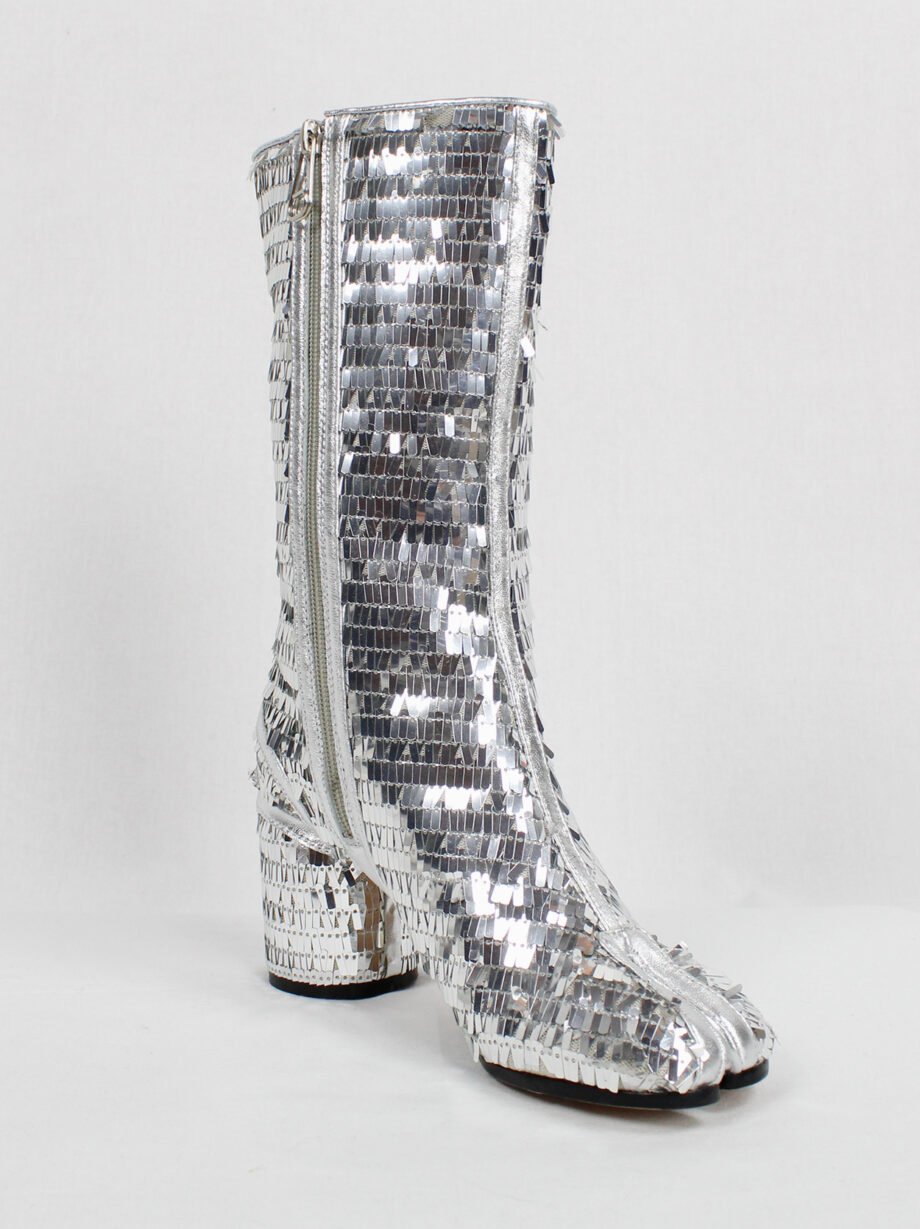 Maison Martin Margiela discot tabi boots covered in silver sequins (2)