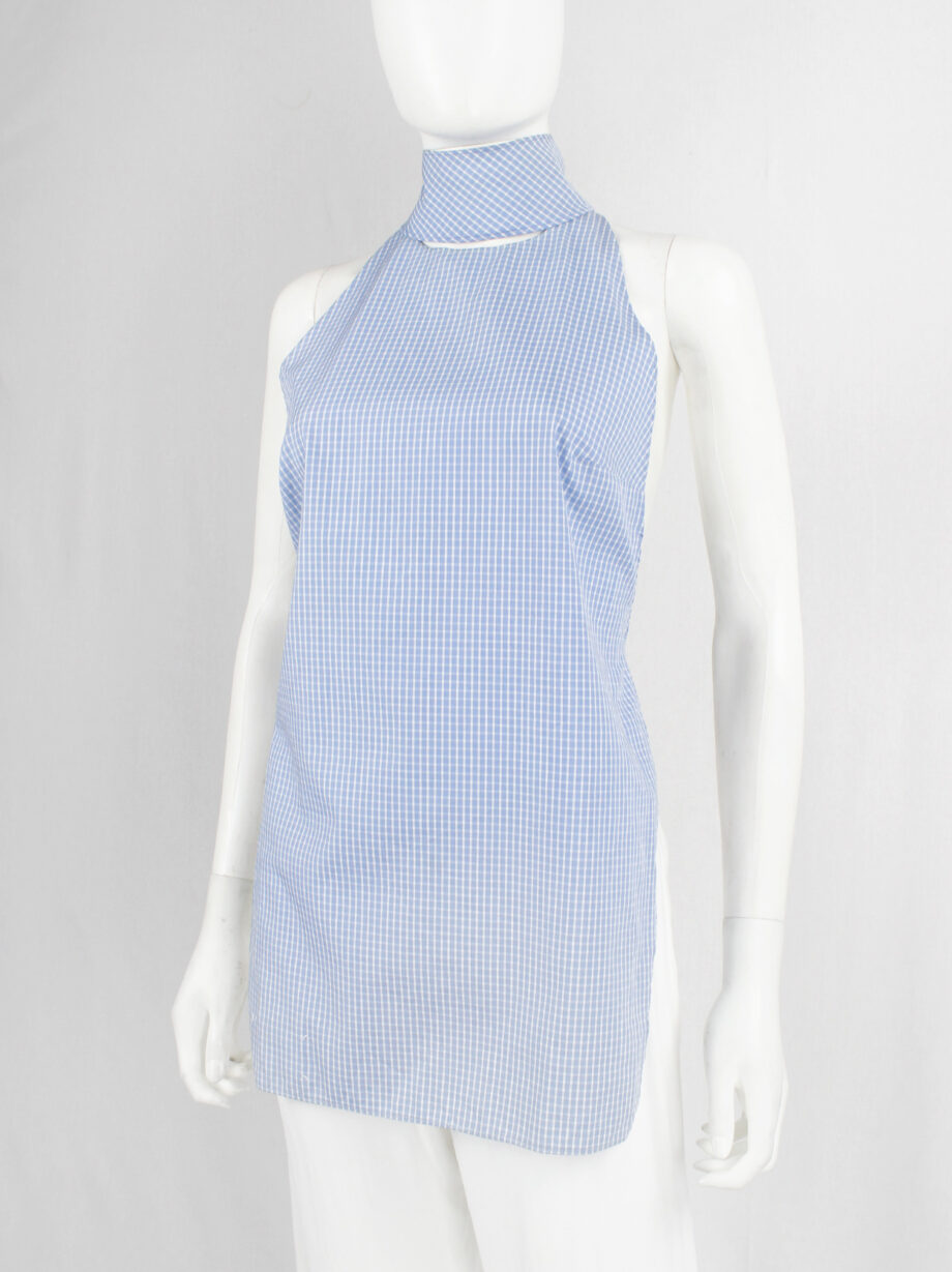 Maison Martin Margiela light blue gingham backless top with separate collar spring 2000 (10)
