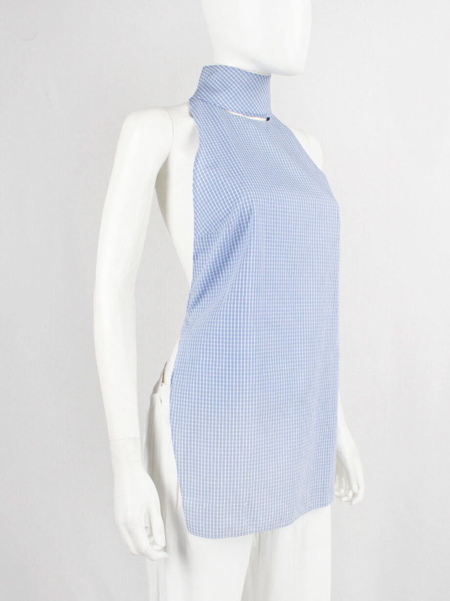 Maison Martin Margiela light blue gingham backless top with separate collar spring 2000 (11)