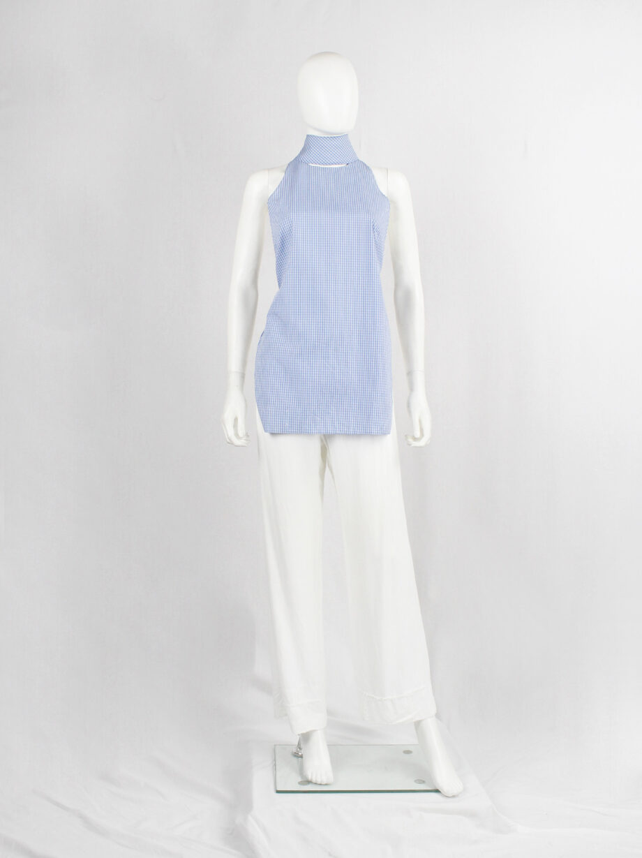 Maison Martin Margiela light blue gingham backless top with separate collar spring 2000 (7)