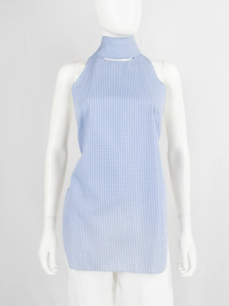 Maison Martin Margiela light blue gingham backless top with separate collar spring 2000 (8)
