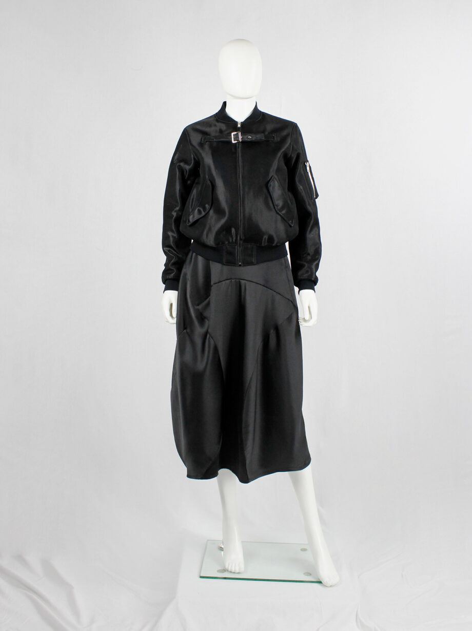 Noir Kei Ninomiya black bomber jacket with belted strap across the chest (8)