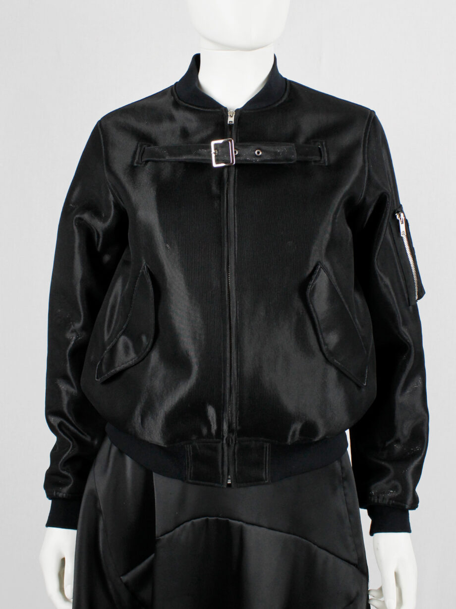 Noir Kei Ninomiya black bomber jacket with belted strap across the chest (9)