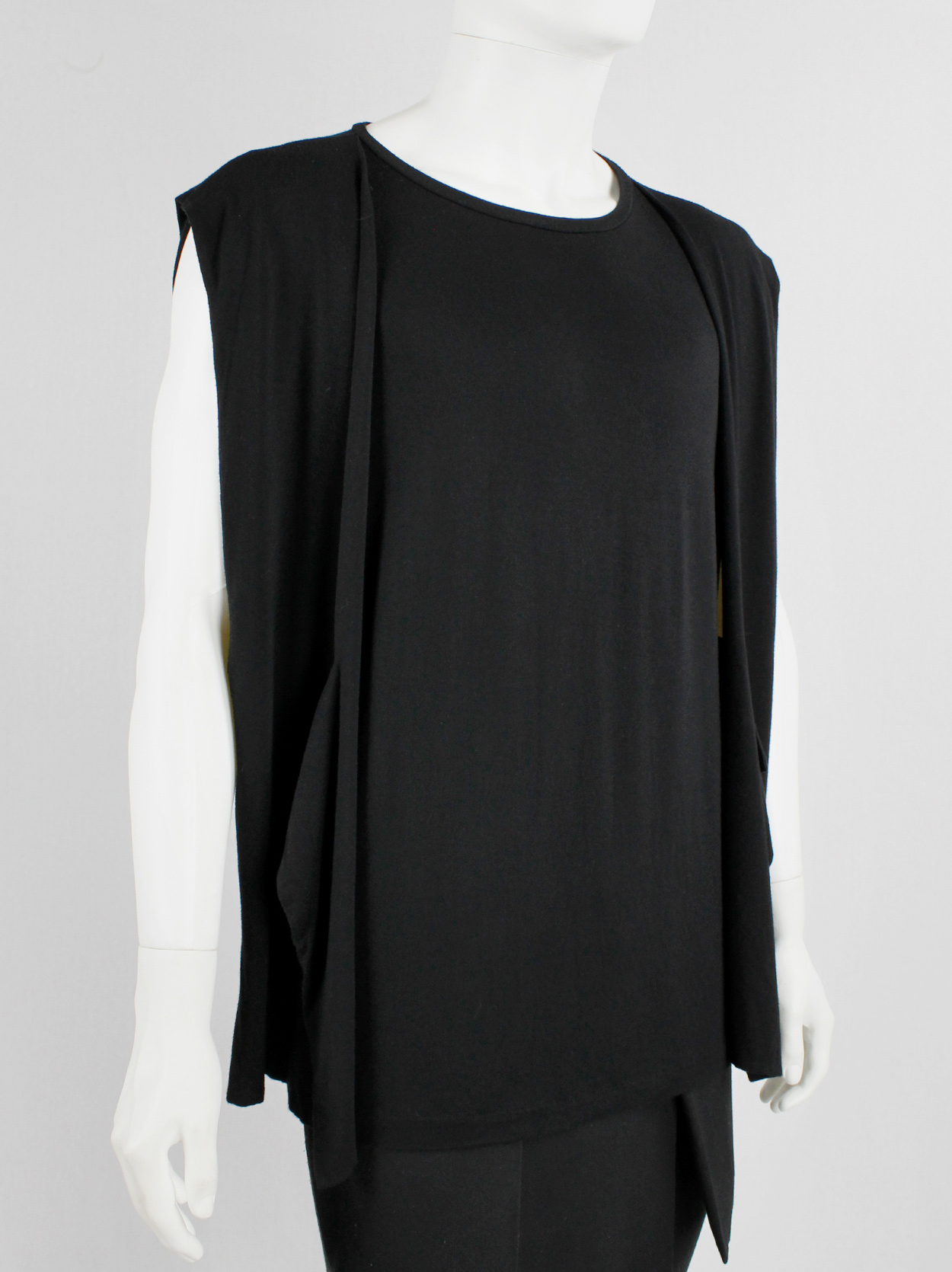 Rad by Rad Hourani black sleeveless top with attached geometric panels ...