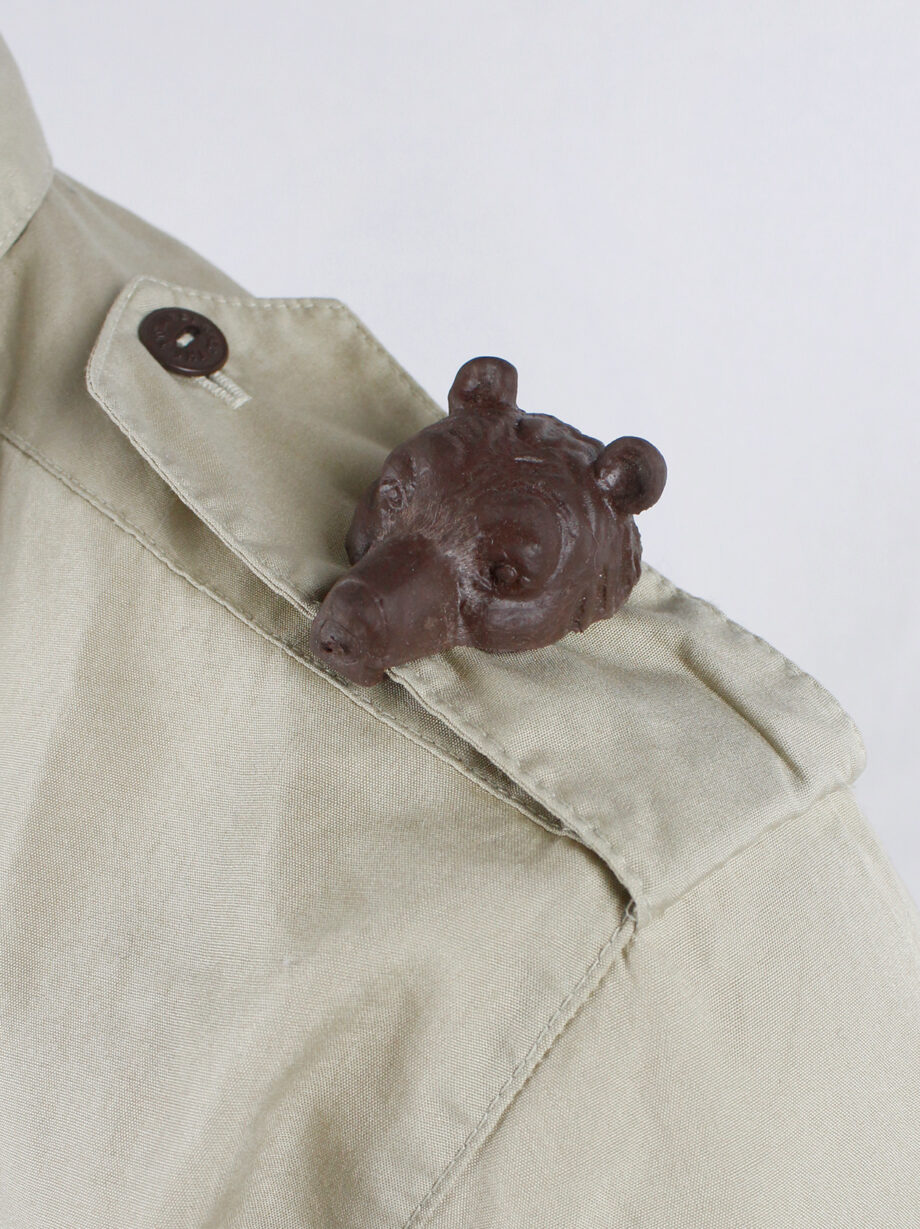 Walter Van Beirendonck WaLT beige safari shirt with brown bear toy and print 1998 (10)