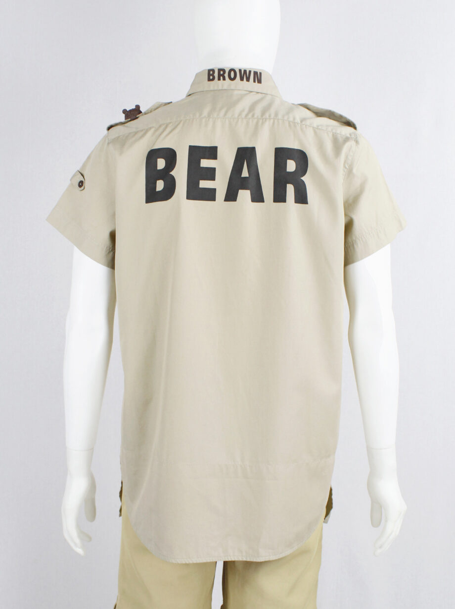 Walter Van Beirendonck WaLT beige safari shirt with brown bear toy and print 1998 (17)