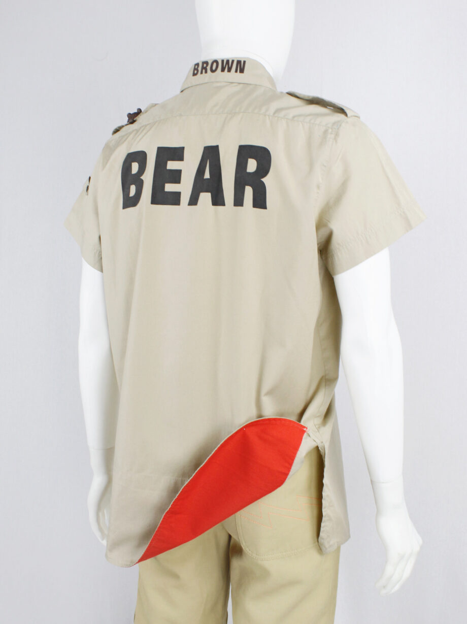 Walter Van Beirendonck WaLT beige safari shirt with brown bear toy and print 1998 (3)