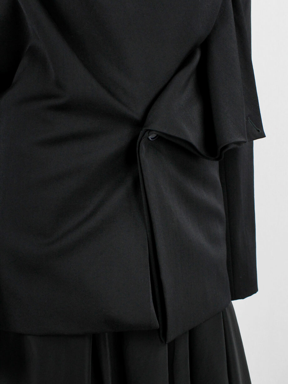 Yohji Yamamoto black asymmetric jacket with double folded draped front panels 1980s (15)