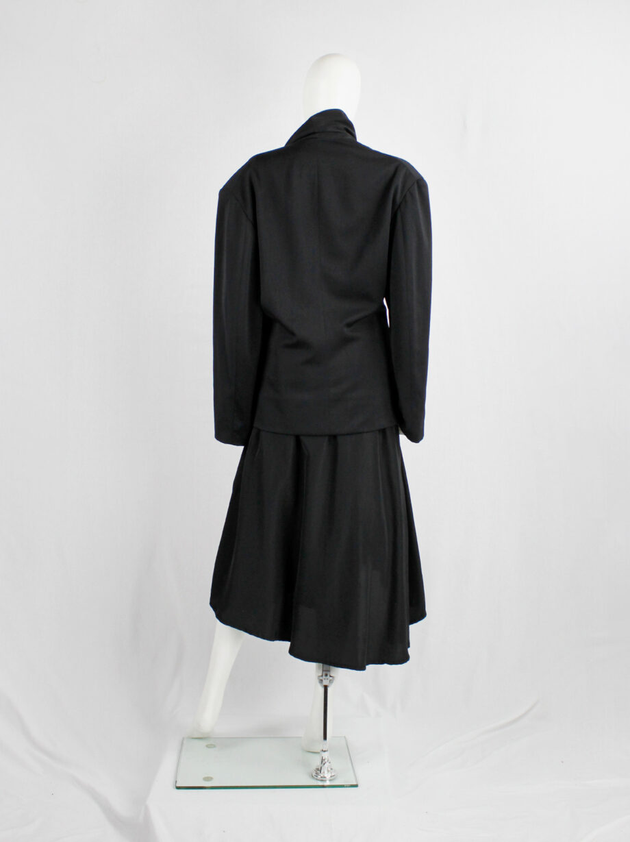Yohji Yamamoto black asymmetric jacket with double folded draped front panels 1980s (17)