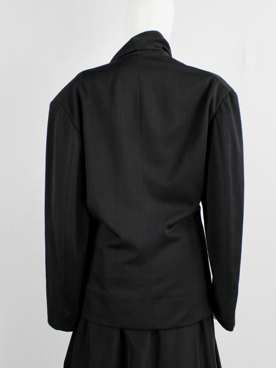 Yohji Yamamoto black asymmetric jacket with double folded draped front panels 1980s (18)