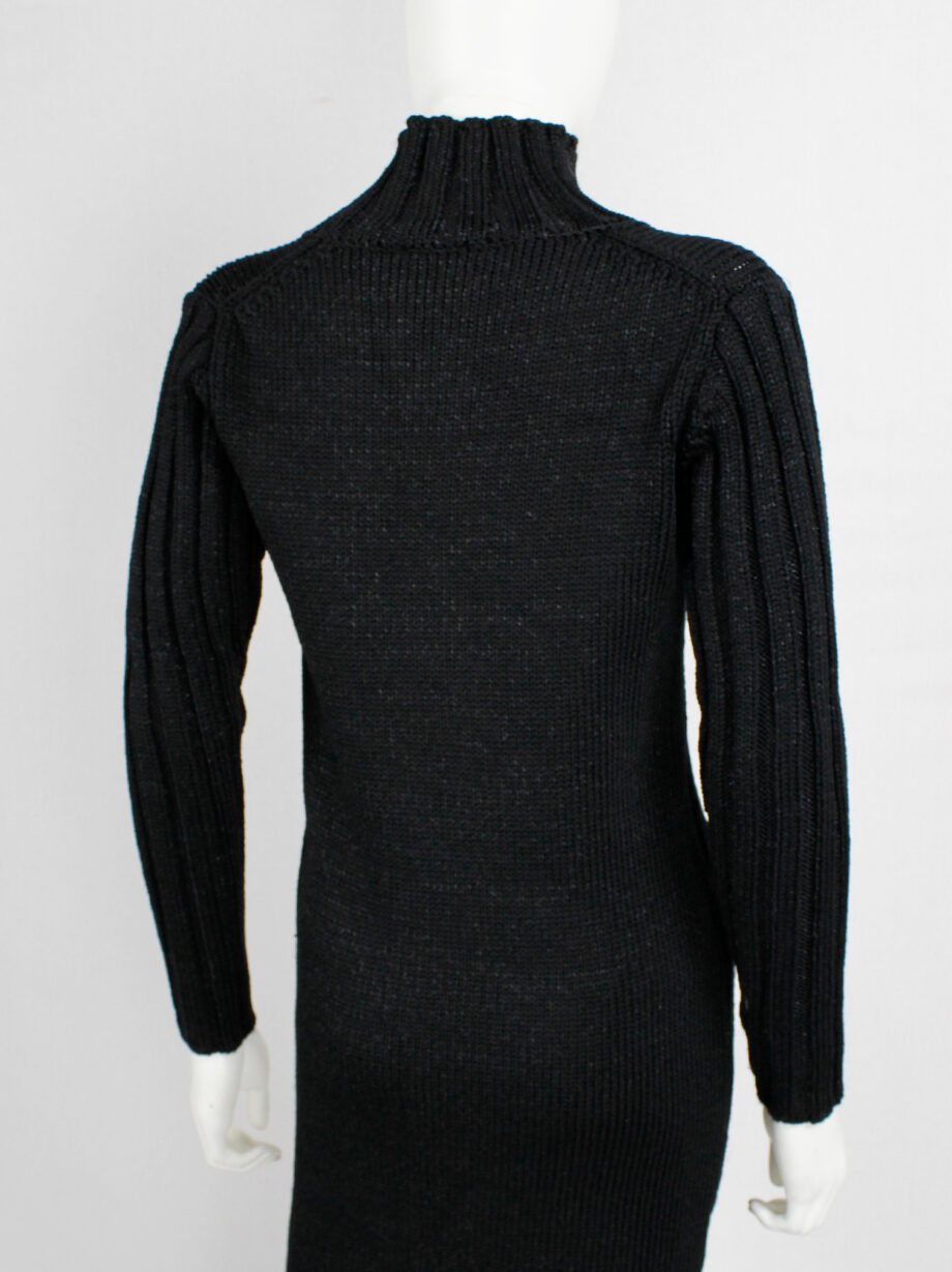 Y’s Yohji Yamamoto black knit dress with ribbed front and turtleneck (8)