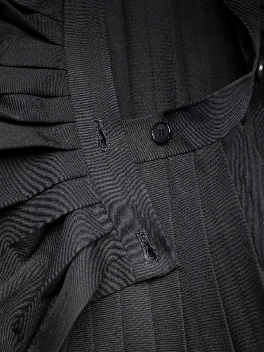 Ys Yohji Yamamoto black maxi dress with sharp accordeon pleats (4)
