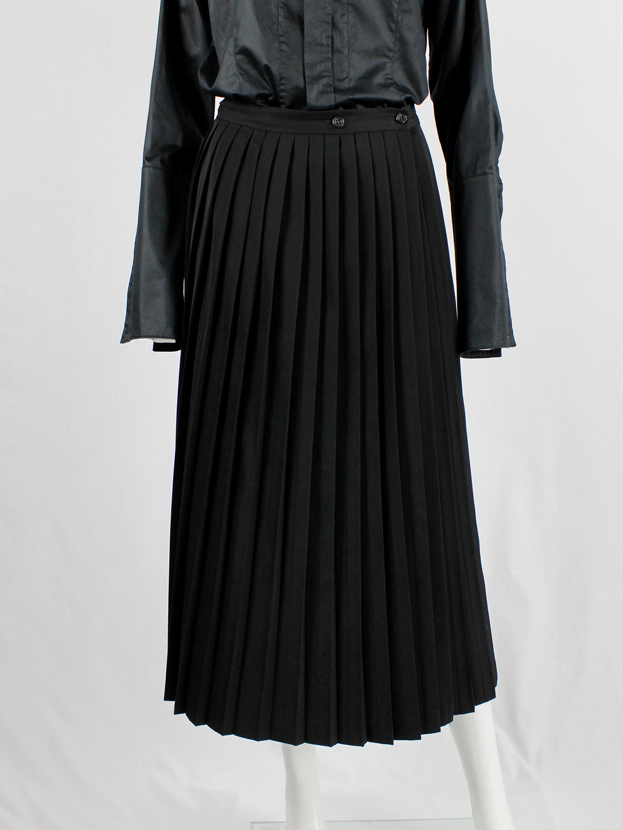 Y's Yohji Yamamoto black maxi skirt with sharp accordeon pleats