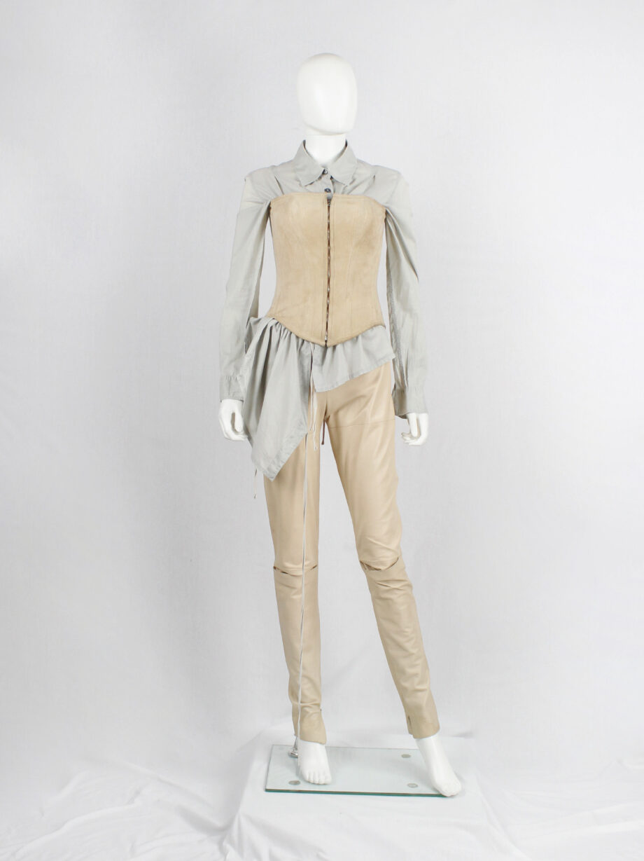 af Vandevorst beige suede corset with front zipper and back lacing spring 2000 (10)