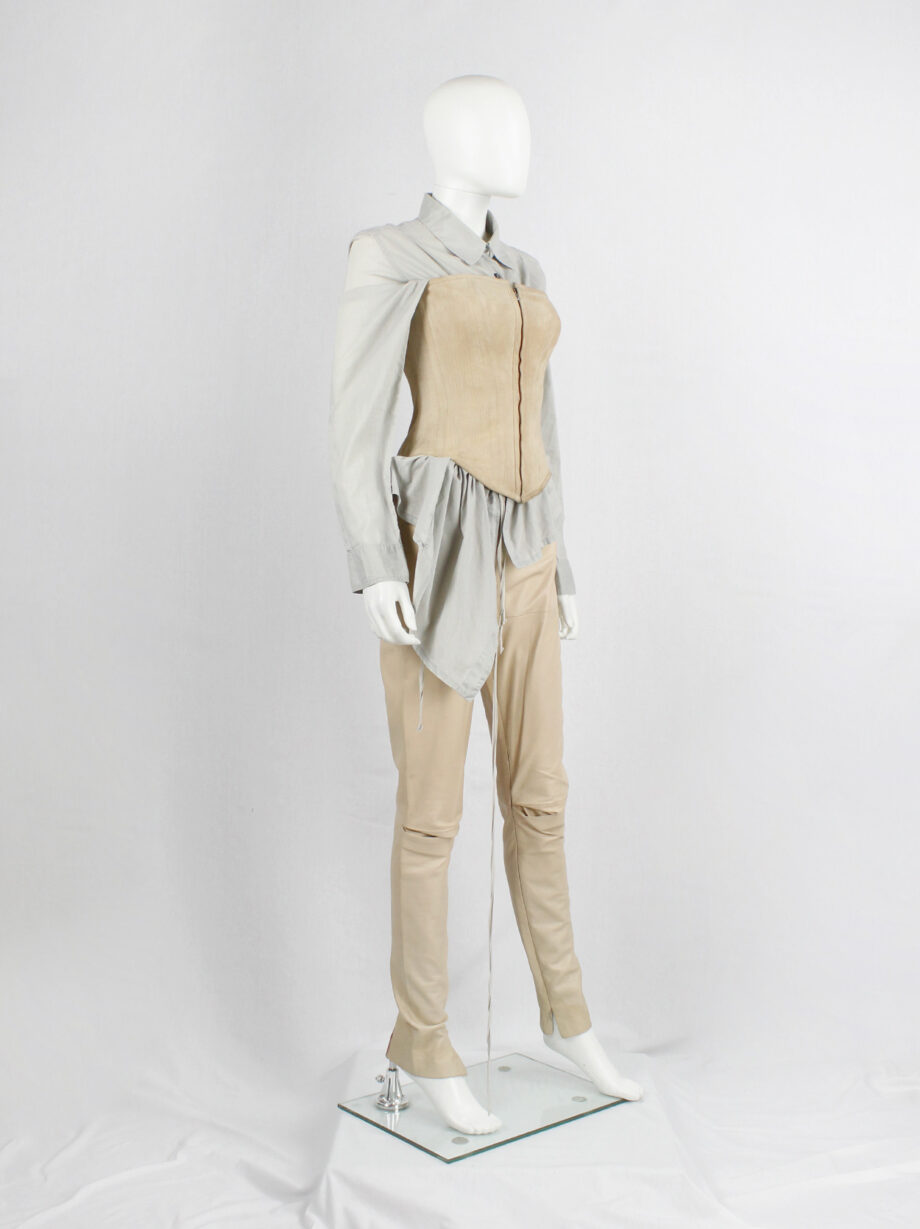 af Vandevorst beige suede corset with front zipper and back lacing spring 2000 (11)