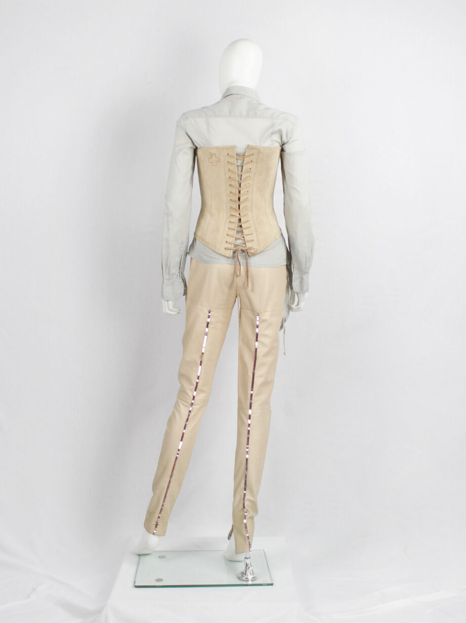 af Vandevorst beige suede corset with front zipper and back lacing spring 2000 (12)