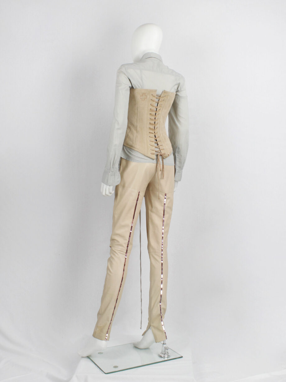 af Vandevorst beige suede corset with front zipper and back lacing spring 2000 (3)