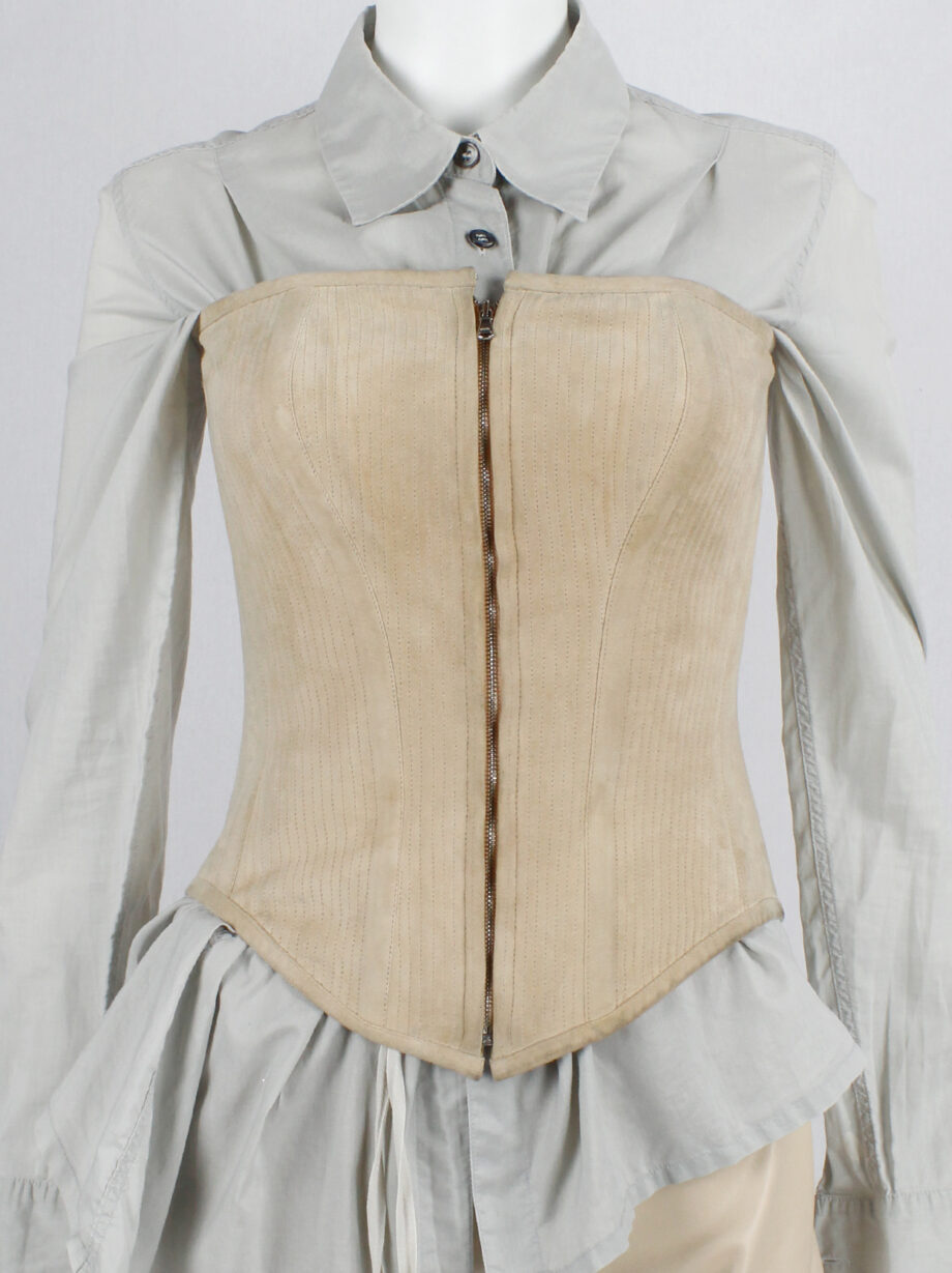af Vandevorst beige suede corset with front zipper and back lacing spring 2000 (8)