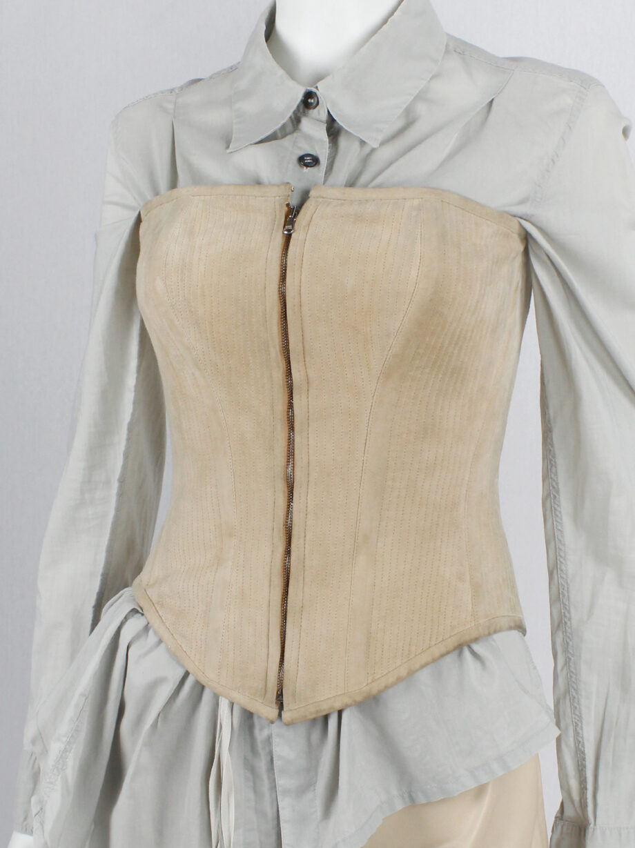 af Vandevorst beige suede corset with front zipper and back lacing spring 2000 (9)