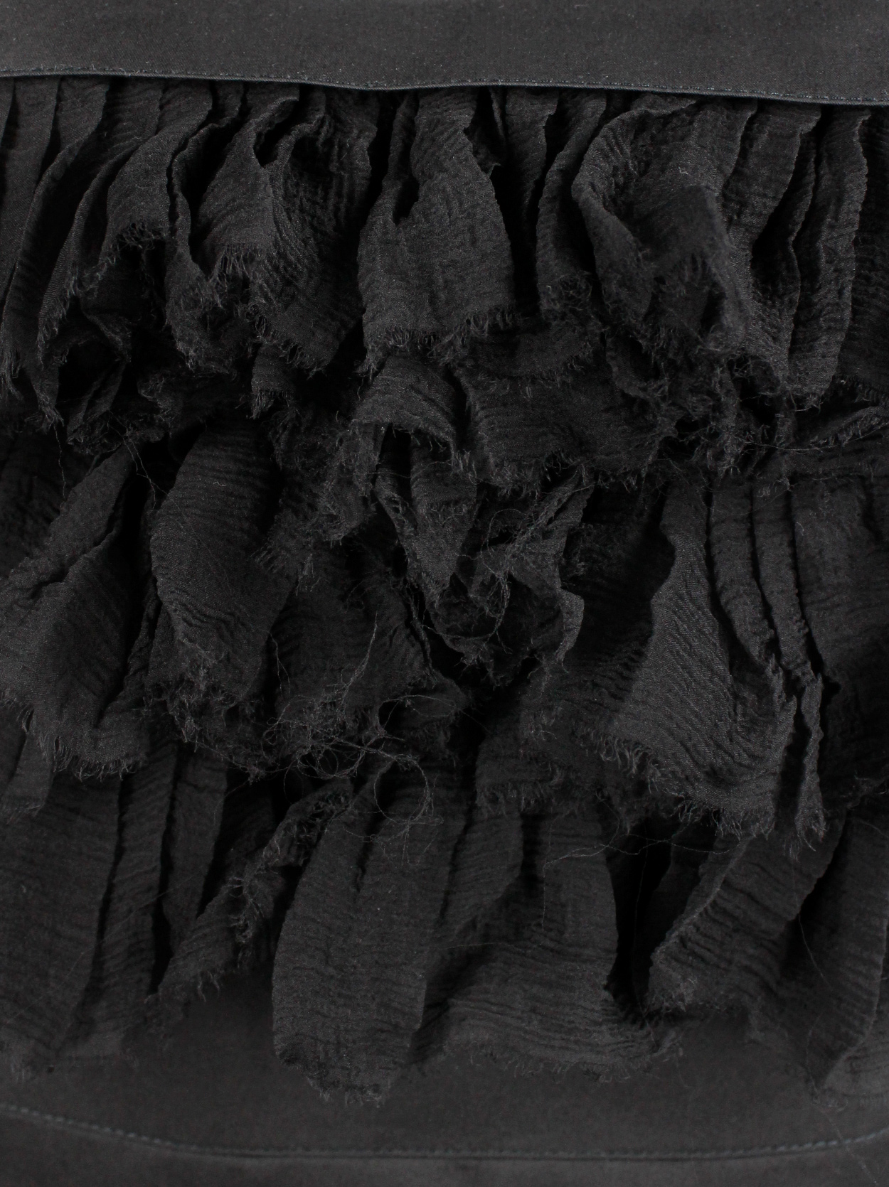 A.F. Vandevorst black panelled back harness with rows of ruffles — fall ...