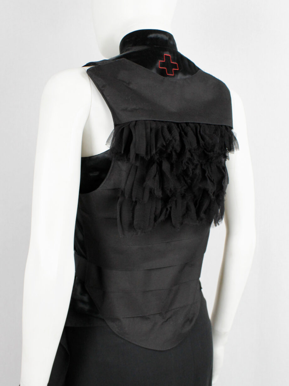af Vandevorst black panneled back harness with rows of ruffles fall 2002 (3)