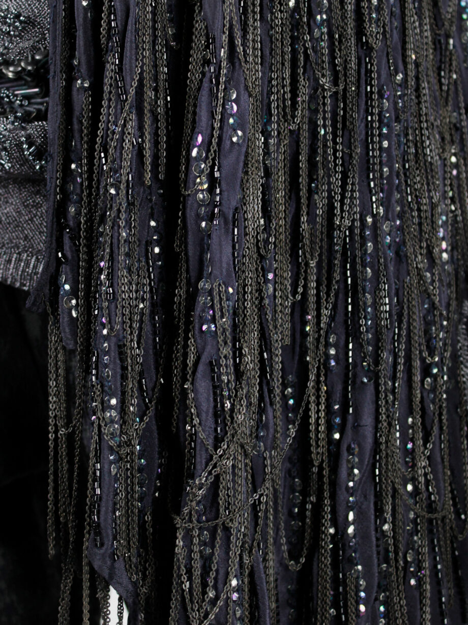 af Vandevorst dark purple draped waistcoat with sequins and metal chains spring 2014 (14)