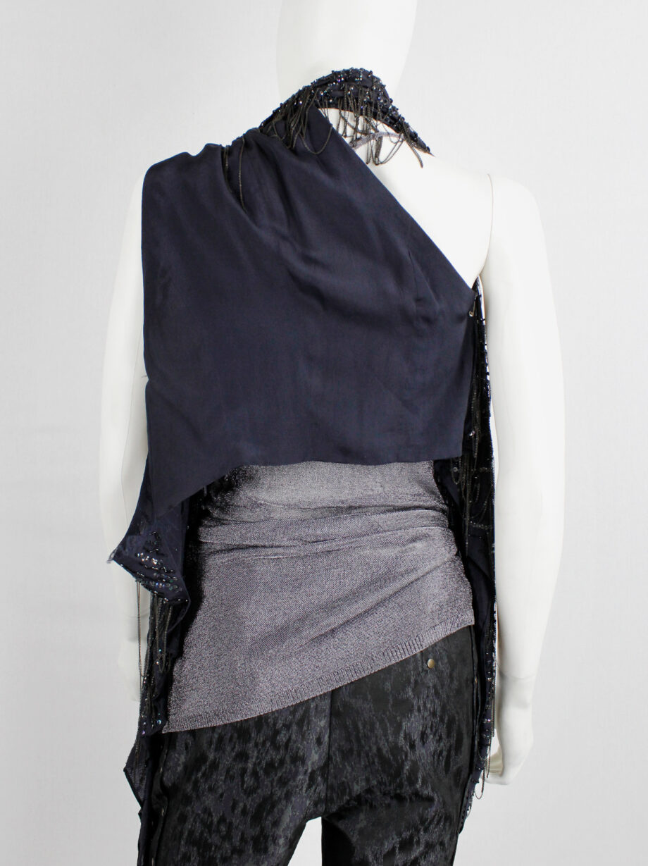 af Vandevorst dark purple draped waistcoat with sequins and metal chains spring 2014 (25)
