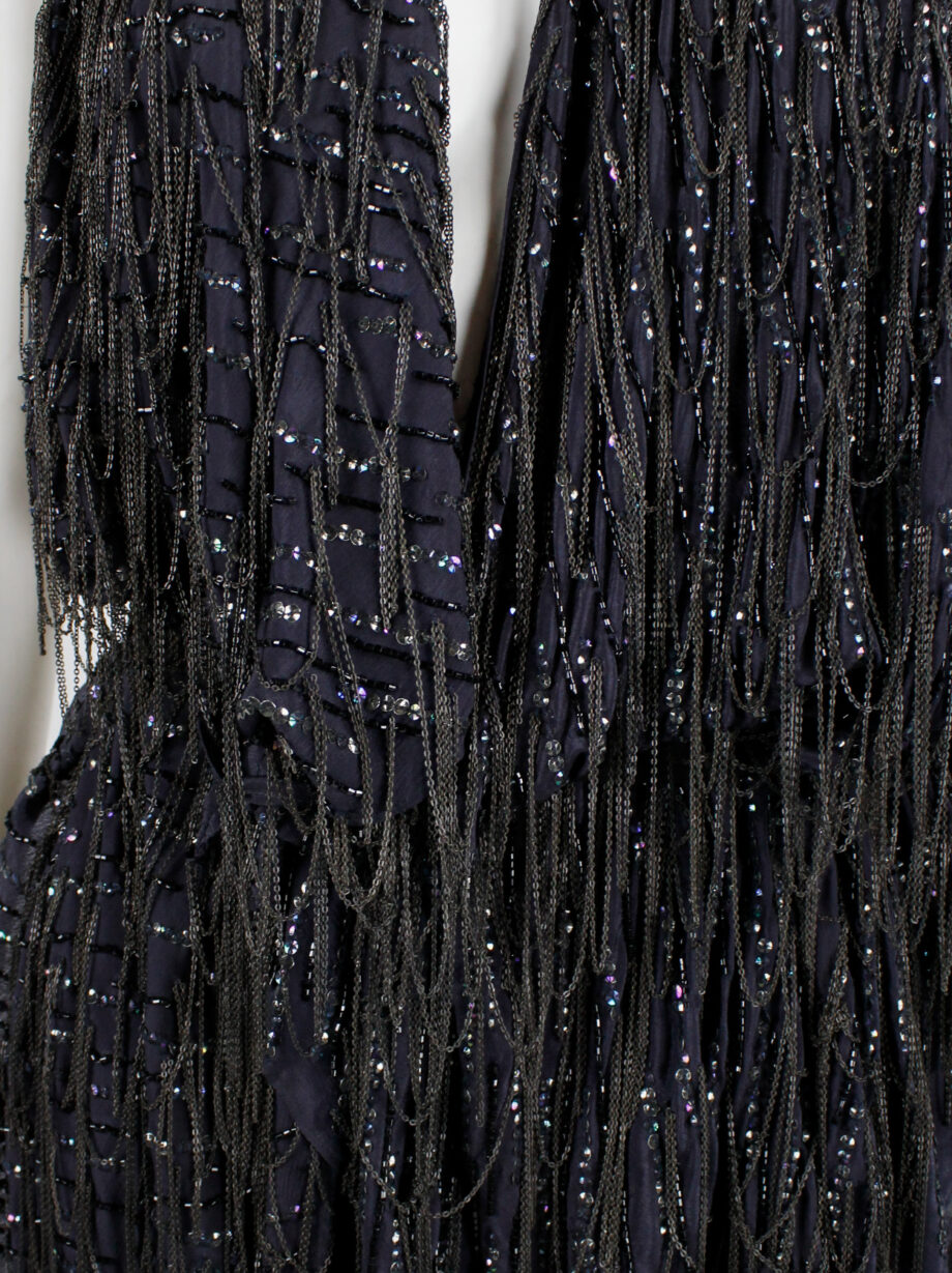 af Vandevorst dark purple draped waistcoat with sequins and metal chains spring 2014 (29)