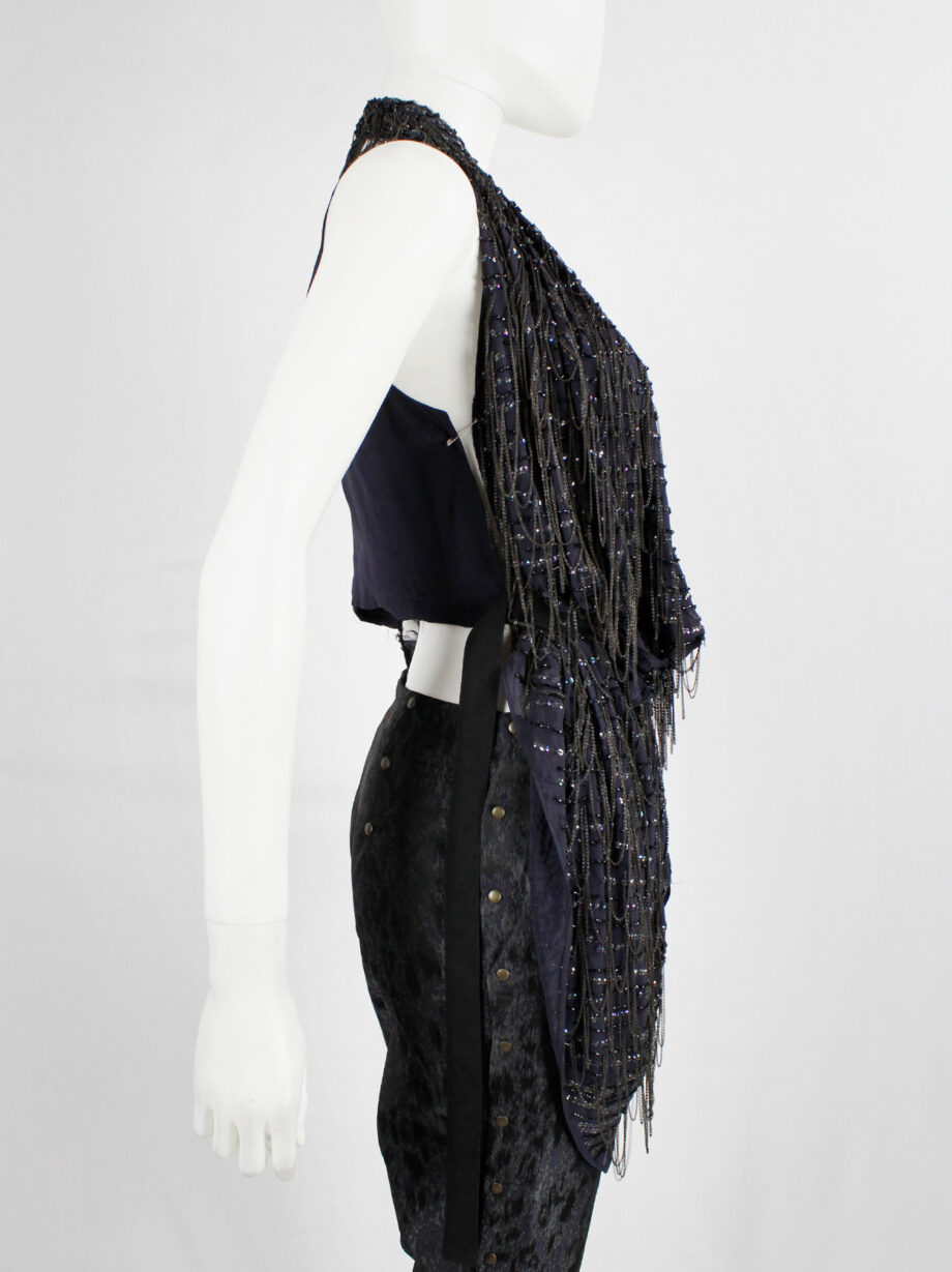 af Vandevorst dark purple draped waistcoat with sequins and metal chains spring 2014 (3)