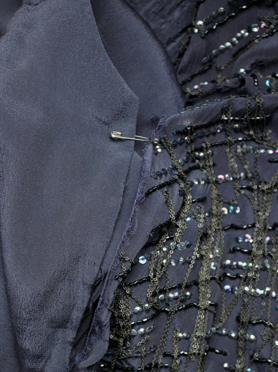 af Vandevorst dark purple draped waistcoat with sequins and metal chains spring 2014 (7)