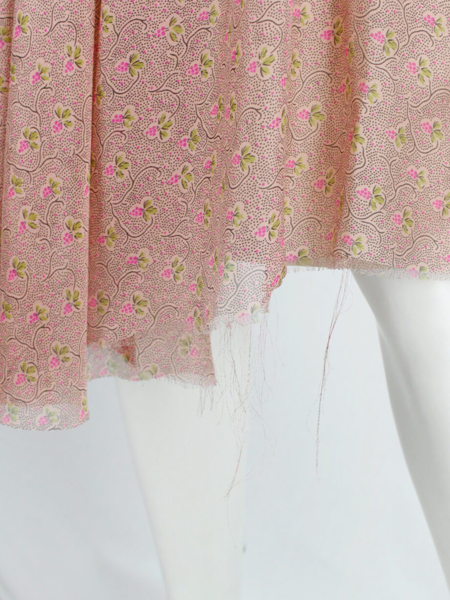 af Vandevorst pink printed skirt with beige back and camel leather belt spring 2005 (15)