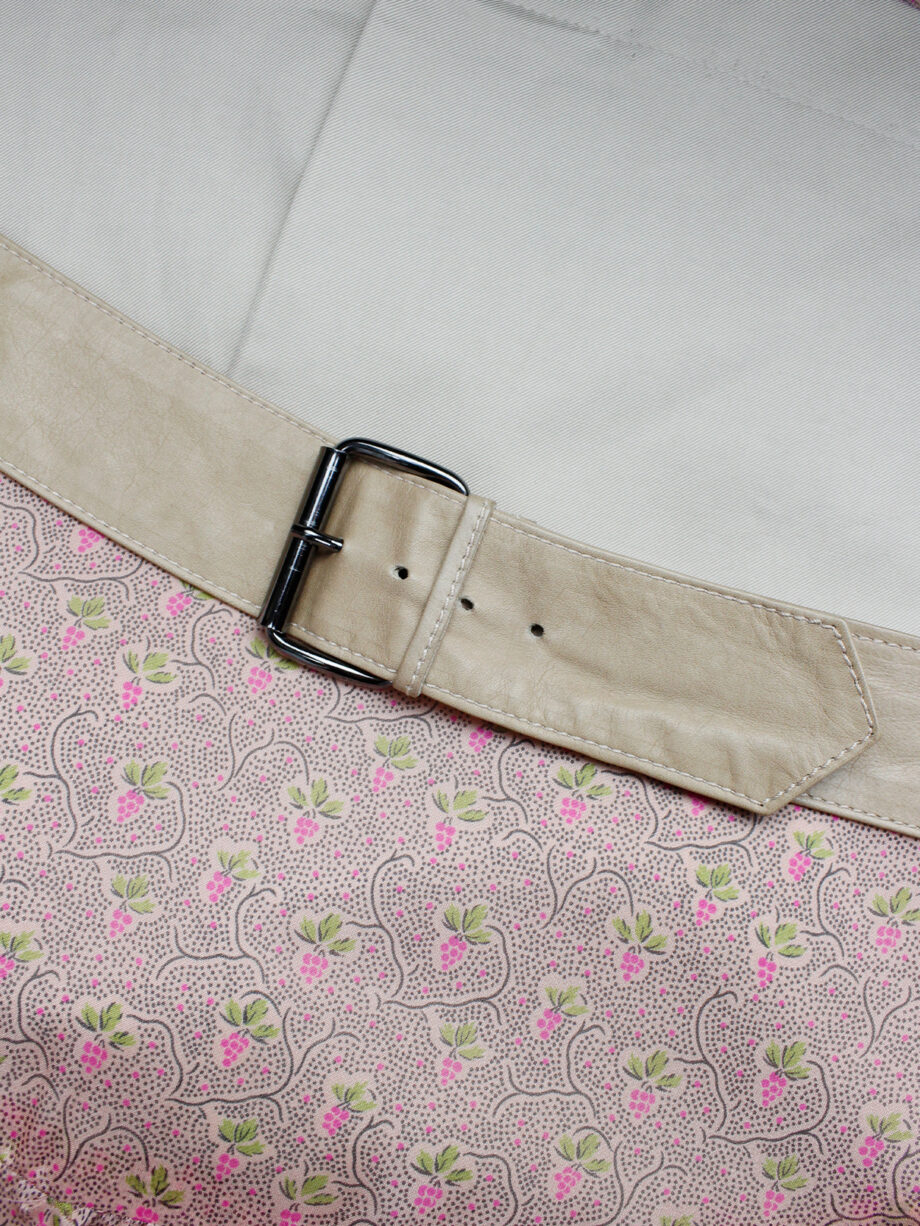 af Vandevorst pink printed skirt with beige back and camel leather belt spring 2005 (9)