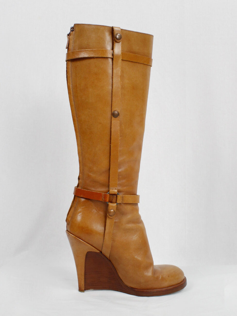 af Vandevorst tall cognac boots with leather horseriding straps fall 2011 (1)