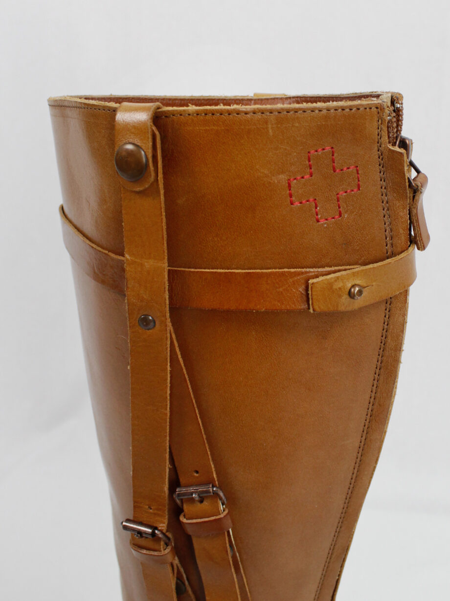 af Vandevorst tall cognac boots with leather horseriding straps fall 2011 (12)