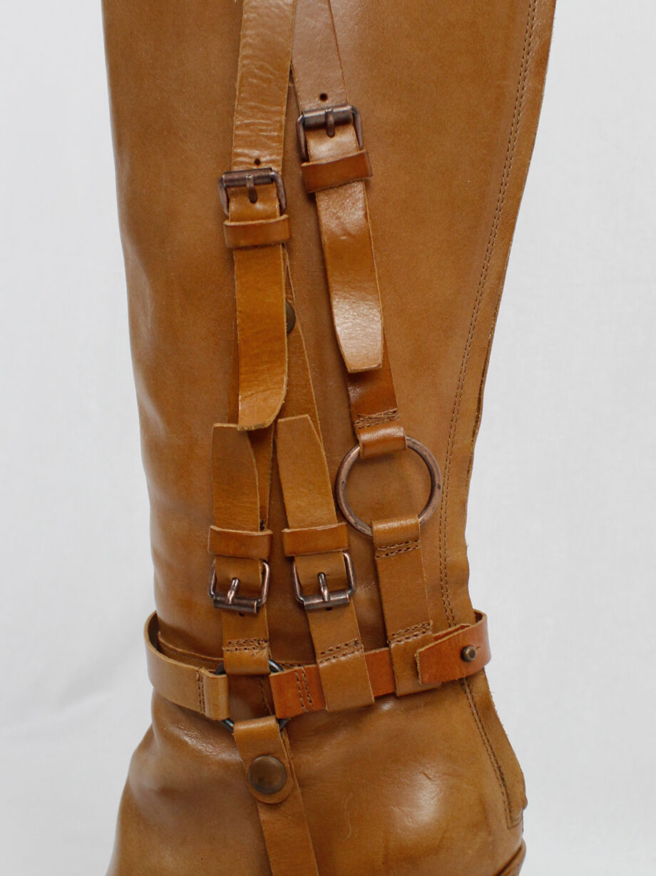af Vandevorst tall cognac boots with leather horseriding straps fall 2011 (13)