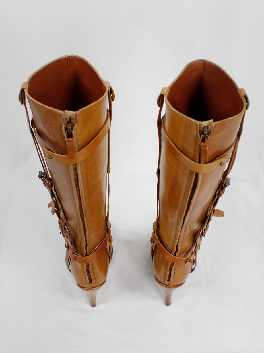 af Vandevorst tall cognac boots with leather horseriding straps fall 2011 (8)