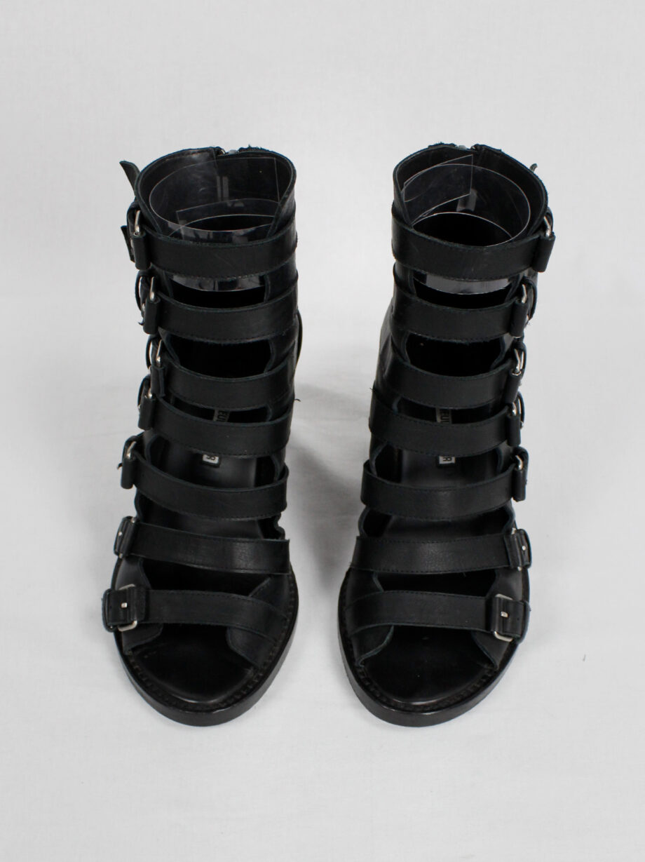 vintage Ann Demeulemeester Blanche black wedge sandals with buckle belts (2)